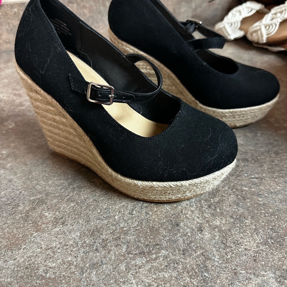 Black Wedge Espadrille Women Shoes
